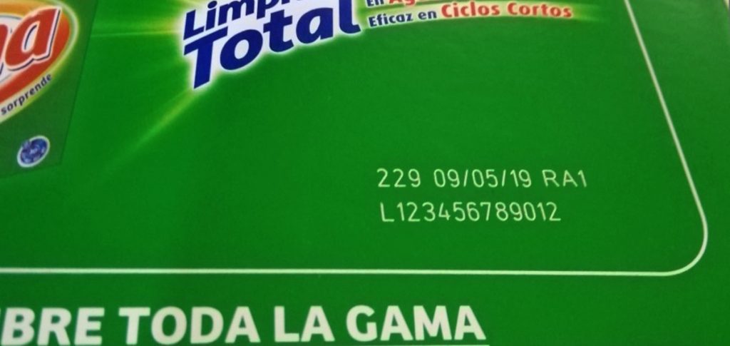 marcaje láser en caja de cartón pintado para detergente
