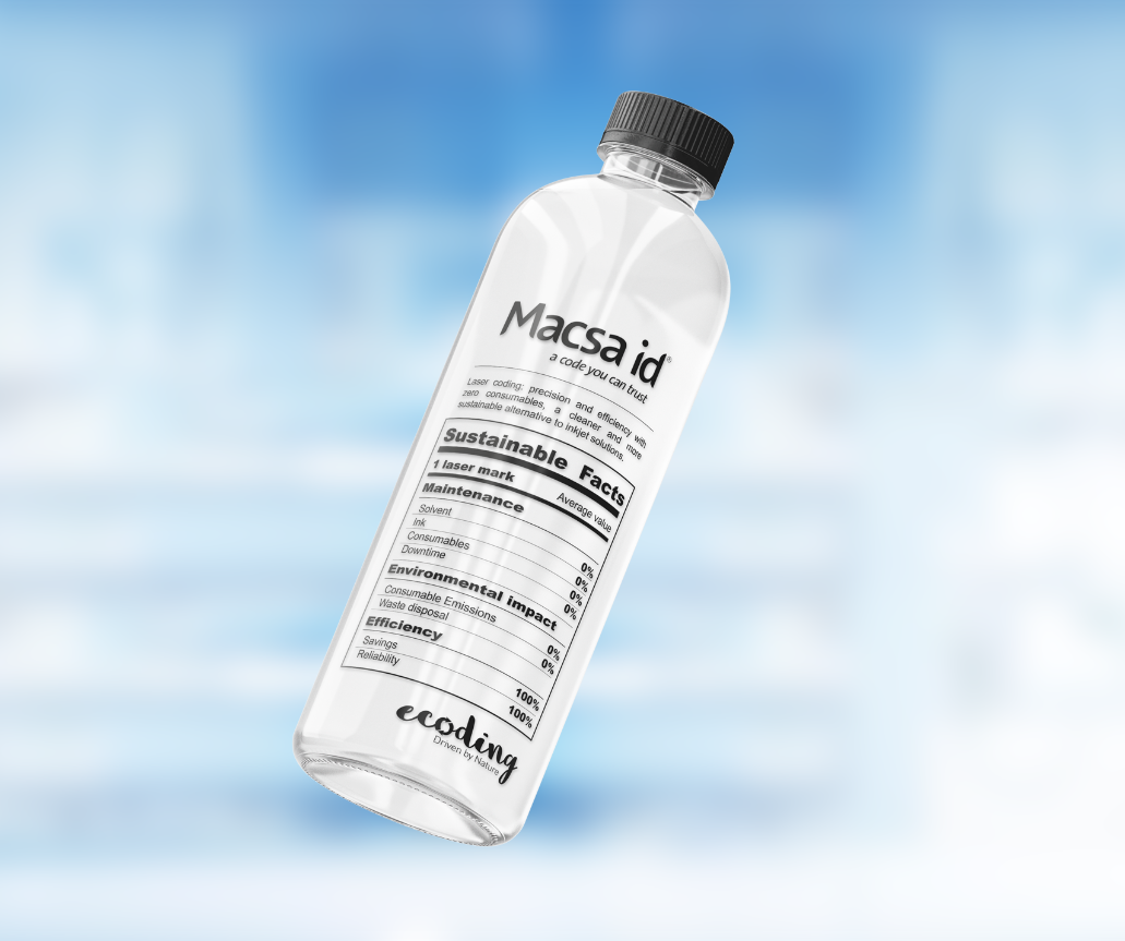 marcado directo con láser en botellas de plástico reciclable