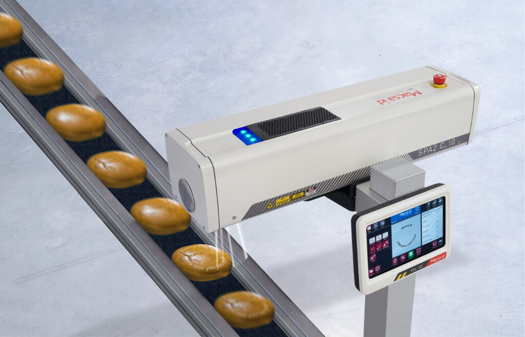 marcado láser sobre pan con logotipo