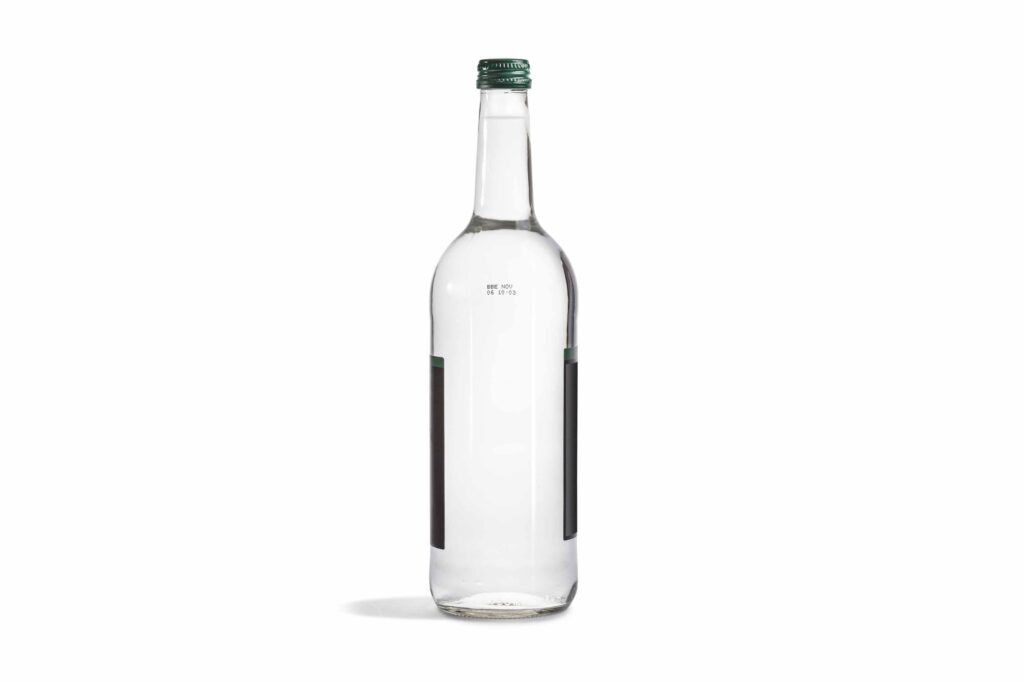 Botella de vidrio marcada con CIJ industrial