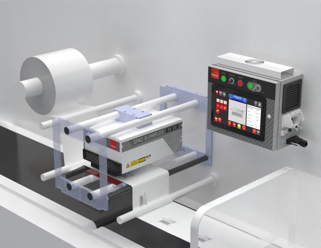 iLumiFlex integrado en una línea de envasado de packaging flexible.